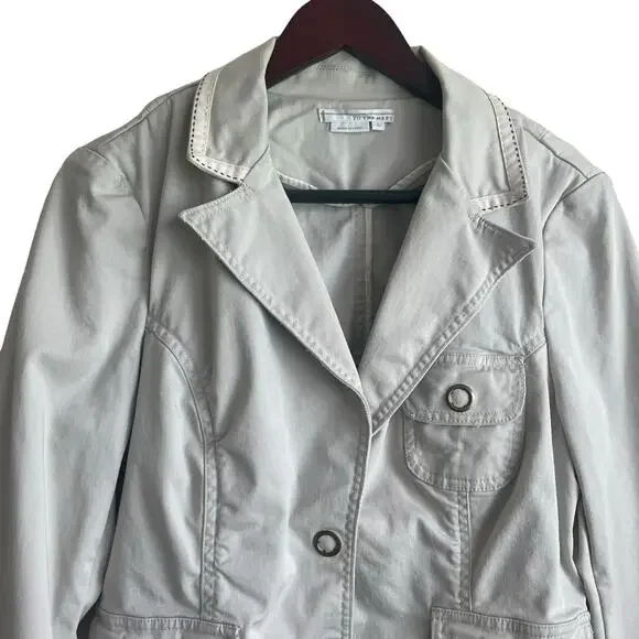 To The Max Womens Utility Jacket L Ivory Military Safari Stretch Cotton - Picture 12 of 12